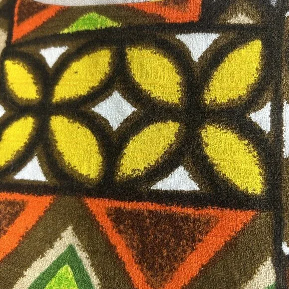 Pomare Tahiti Colorful Hawaiian Tribal Barkcloth Sleeveless Maxi Dress